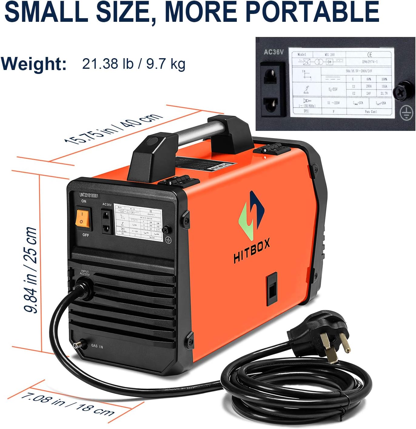 HITBOX MIG Welder 200Amp Inverter MIG ARC Lift TIG Gas Gasless 4 in 1 Multifunction MIG Welding Mahcine 220V Flux Cored Wire Solid Core Wire Welding Equipment - - 