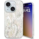 XIMAND for iPhone 15 Case Made with Unique Genuine Seashell, Durable | Stunning Gorgeous | Drop Protection | Luxury Aesthetic Cover. (Beige)