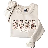 Giantbighands Custom Embroidered Mama Grandma Sweatshirt, Floral Applique Sweatshirts for Women, Gifts for Mama Grandma