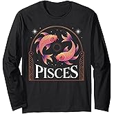 Pisces zodiac - Feb March birthday Graphic art Pisces sign Long Sleeve T-Shirt