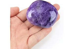 YATOJUZI 1PCS Amethyst Crystal Stone 1.6"-2" Natural Crystals and Healing Stones Palm Polished Worry Stones Rocks Gemstones for Meditation Chakra Balancing Gifts for Women Men