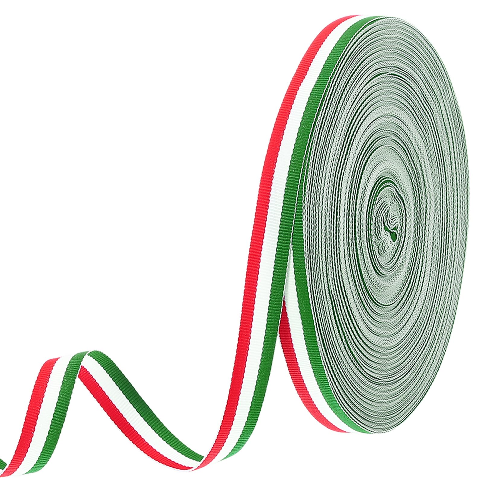 PATIKIL 5/8" Red White Green Striped Grosgrain Ribbon, 55 Yard Polyester Fabric Stripe Craft Ribbon Double Faced Design for Bow Gift Wrapping DIY Making Garment Christmas Decorations