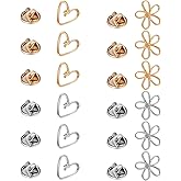 YBEATY 12 Pcs Lapel Modesty Pins Detachable Safety Cover up Brooches Daisy Flower Heart Button Pin Dainty Decorative No Sew Pins Accessories for Women Scarf Bag Pocket Cardigan (Gold + Silver)