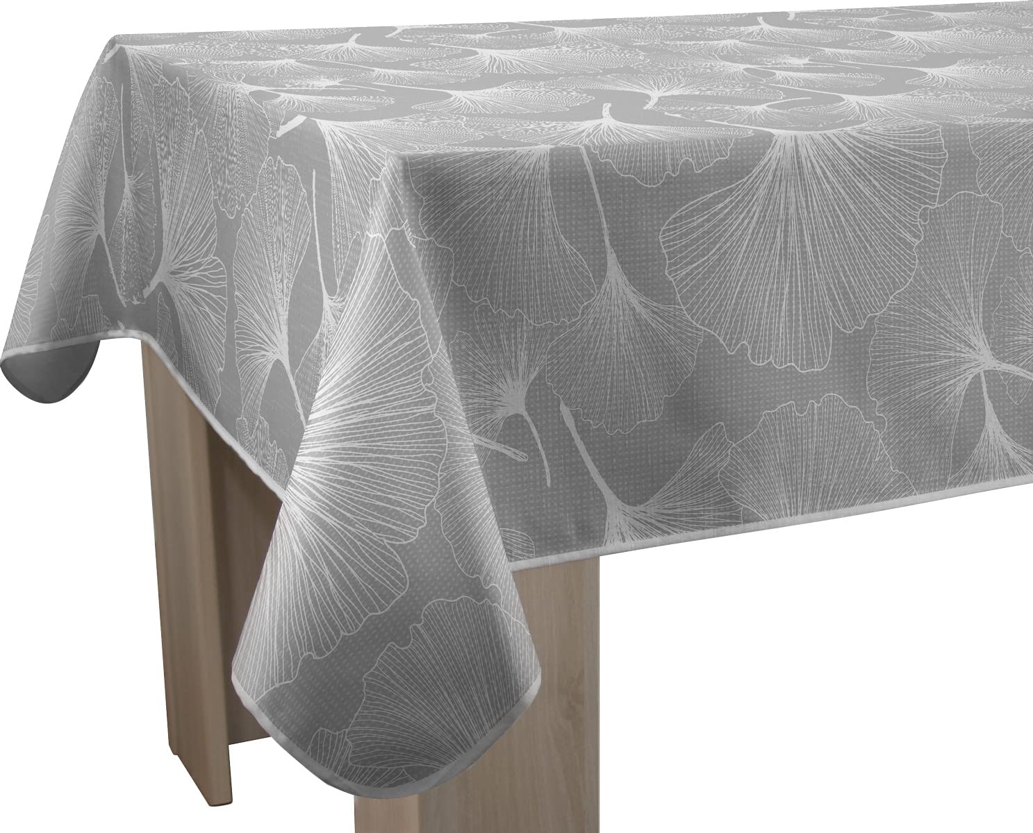 Le linge de Jules Biloba Stain-Resistant Tablecloth Rectangular 150 x 300 cm, Grey, White