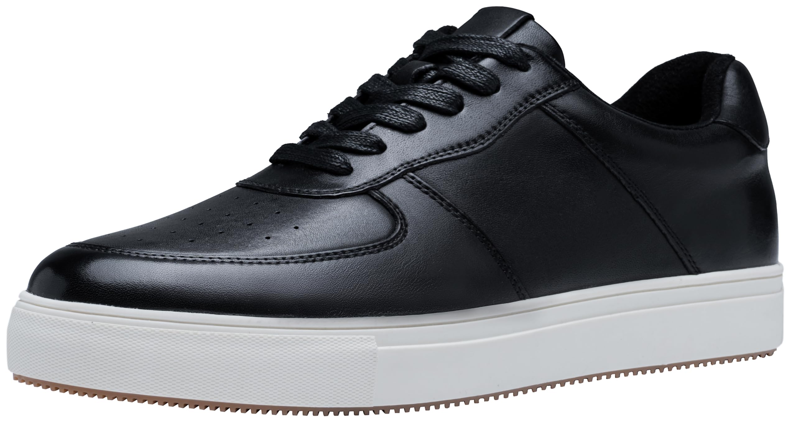 Photo 1 of Jousen Men's Fashion Sneakers Leather Casual Dress Shoes Lace Up(AMY5123A BlackGrey 9.5)