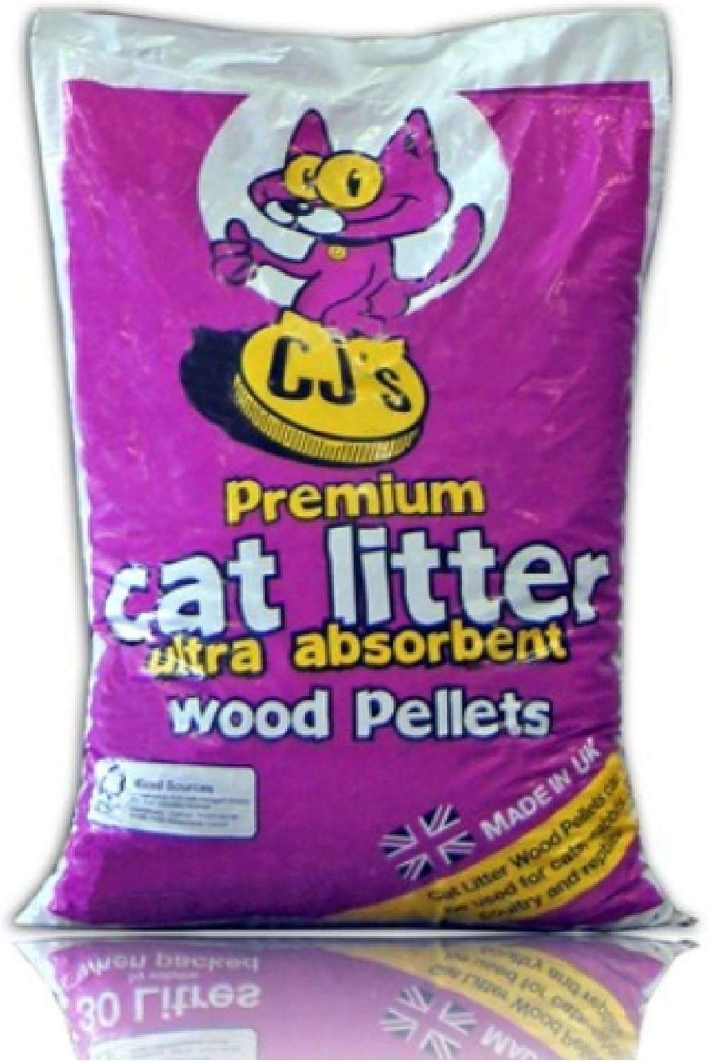 Cj's PREMIUM WOOD CAT LITTER 5L 15L 30L VIRGIN WOOD PELLETS ULTRA