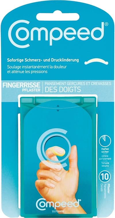 Compeed Fingerrissepflaster – Fingerpflaster mit Hydrokolloid gegen eingerissene Fingerkuppen und Risse der Nagelhaut, 10 Pflaster