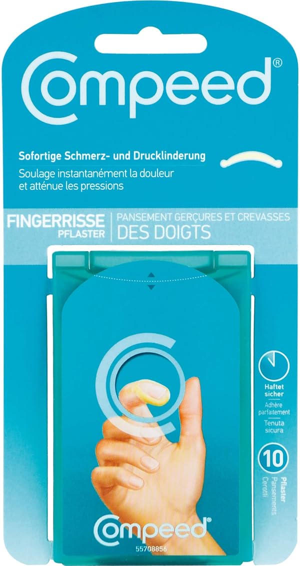 Compeed Fingerrissepflaster – Fingerpflaster mit Hydrokolloid gegen eingerissene Fingerkuppen und Risse der Nagelhaut, 10 Pflaster