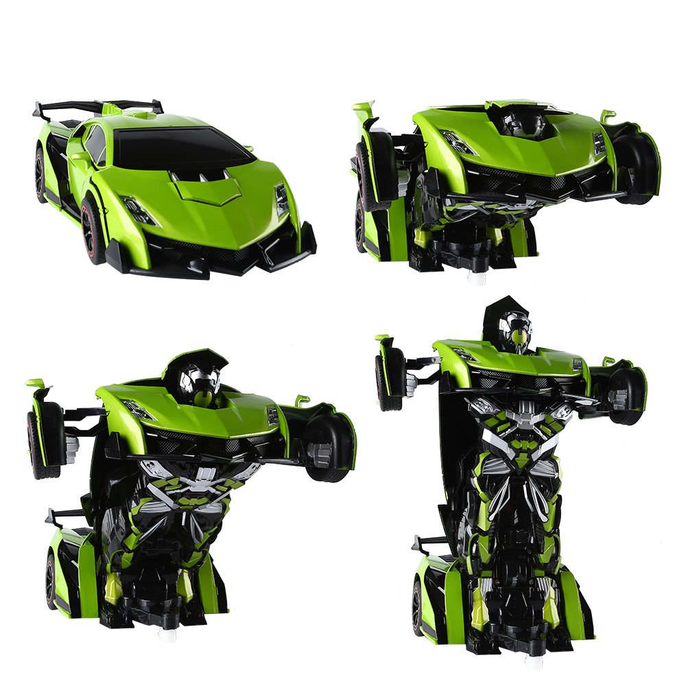 SainSmart Jr. 1:14 Large RC Car Robot, 2 in 1 Remote Control Electronic Vehicles with Transforming and Realistic Engine Sound for 8+ Years Boys Kids, Green