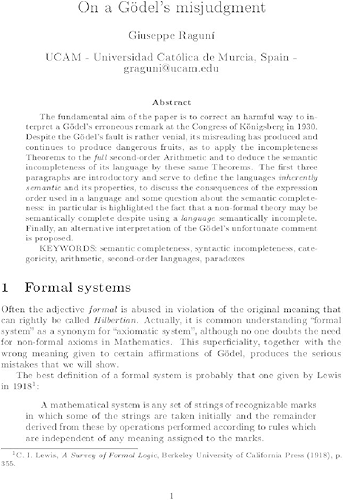 Download On a Gödel's misjudgment (English Edition) PDF