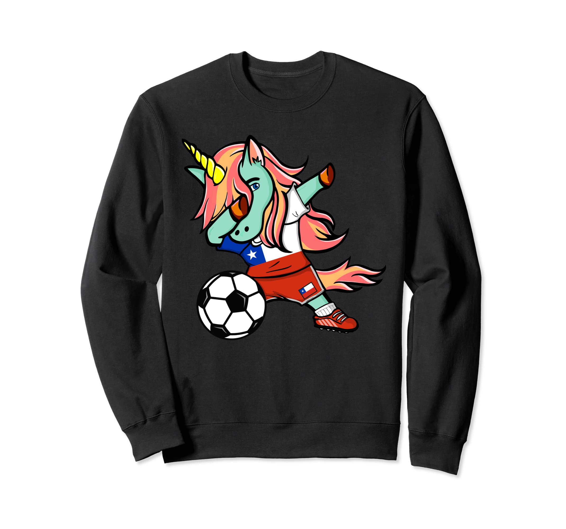 Funny Dabbing Unicorn Chile Football Fan Jersey Soccer Lover Sweatshirt