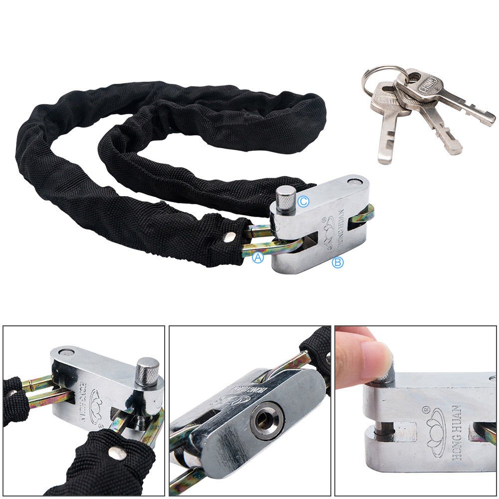 MASO Bike Chain Lock Heavy Duty Padlock Anti-Theft Security Lock with 3 keys for Bicycle Motorcycle Mountain Road Cycling (Length 99 cm)