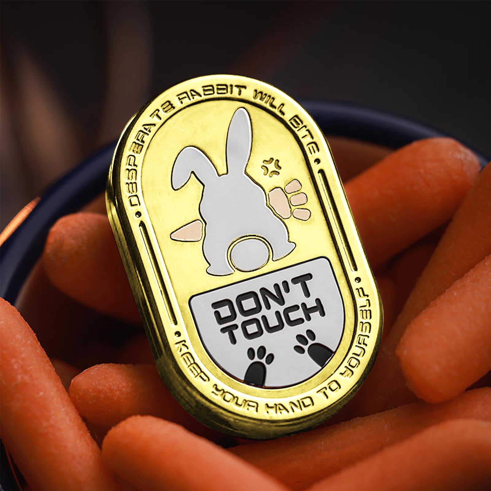 HIDEDC Desperate Rabbit Fidget Slider, Stainless Steel EDC Fidget Toys Stress Relief Toy for Adults, Executive Desk Toy for Keep Focus & Stress Relief (Gold)