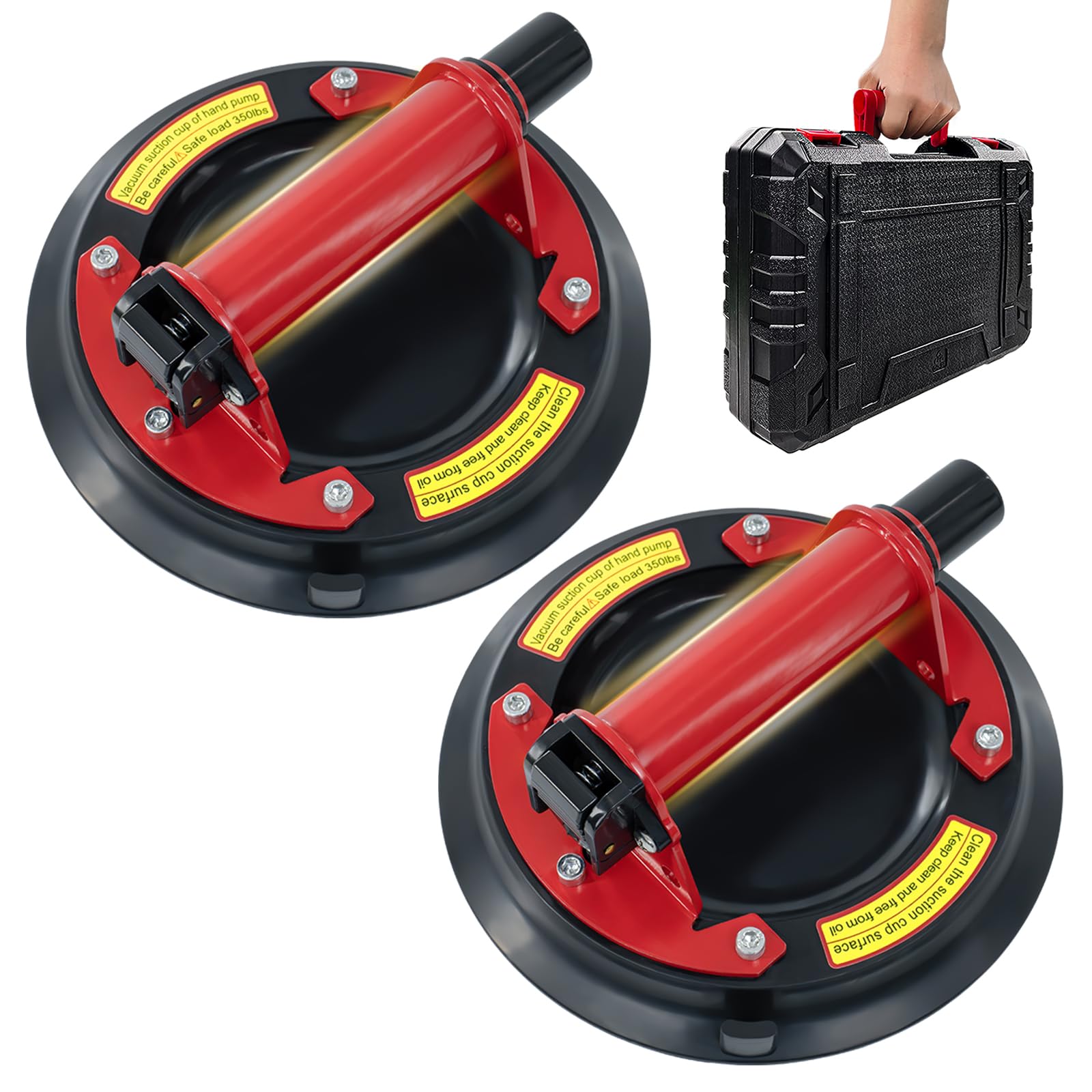 Photo 1 of 2 Pack 8"Suction Cups for Glass,Heavy Duty Glass Suction Cups to Lift Large Glass,Max Load 880lbs Window Suction Cups,Powerful Industrial Tile Suction Cup Tool for Lifting Glass,Tile, Granite