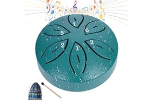 Rain Drum for Outside, Steel Tongue Drum 3 Inches 6 Notes Outdoor Rain Chime Instrument, Mini Rain Drum for Garden with Trave