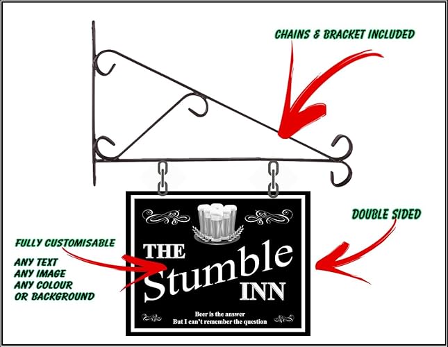 Black Style Custom Personalised Hanging Pub/Bar Sign Amazon.co.uk