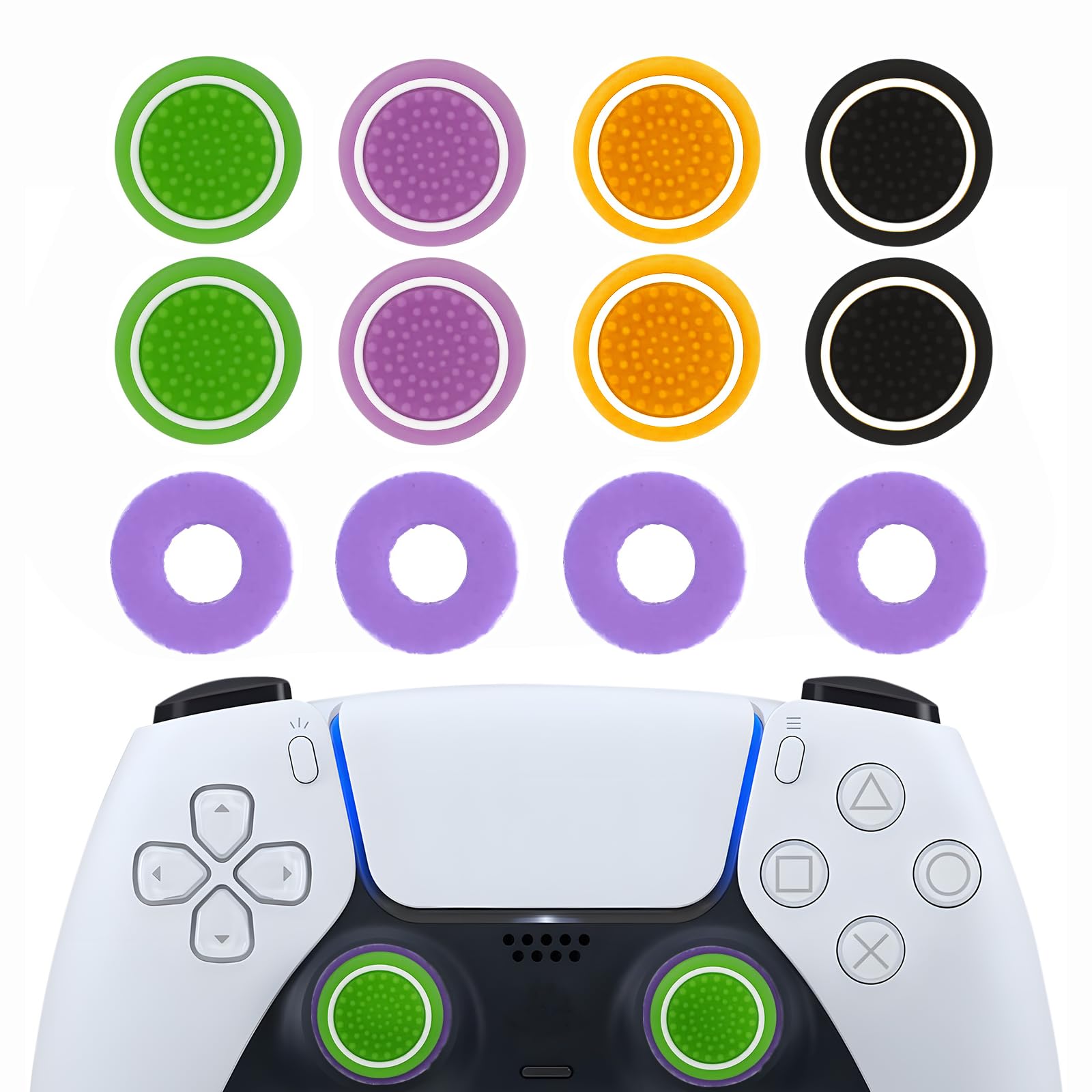 MysticHome No - Slip Thumb Grips & Precision Rings | Universal Controller Accessories for Nintendo Switch Pro, PS4, PS5, Xbox One & Series X | 6 - Pack Multi - Color