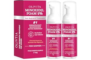 OLIVITA 5% Minoxidil Foam for Women Hair Growth: Extra Strength Hair Regrowth Treatment – Revitalize Hair Follicles & Regrow Thicker, Fuller Hair – Hair Loss Solution - 2x60ML
