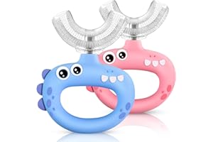 SUPERZZKKE Toddler Toothbrush - U Shaped for Kids Ages 1-2, 2-4, Baby Toothbrush with Food Grade Soft Silicone, 360° Whole Mouth Cleaning Design, 2 PCS