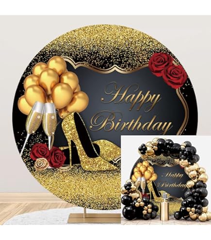 OERJU 21st Birthday Round Backdrop Cover 21st Birthday Backdrop For Girls Blue Bokeh Snowflake Crown 21 Year Old Birthday Party Circle Backdrop Cover Cake Table Decor Photo Studio Props 5x5ft - View #4