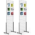 Bonnlo 6' x 2' Wire Grid Panel Tower with T-Base Floorstanding, Thicker 5mm Wire, 180 LBS Weight Capacity Grid Wall Display R