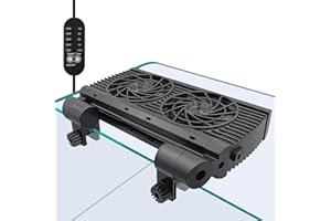 DEGGOX Aquarium Chillers Fan - Fish Tank Cooling Fan ，Axolotl Tank Accessories with Adjustable 5 Wind Speeds and Timer Contro