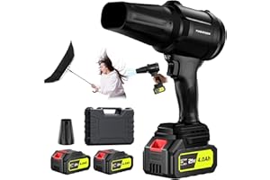 YUQUESEN Cordless-Leaf-Blower - 600000RPM Handheld Leaf Blower - 2 X 4.0Ah Batteries and Charger Included, Lightweight Leaf Blowers for Patio Cleaning Black