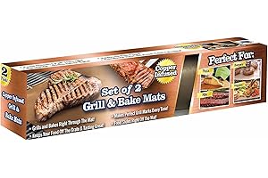 VALWORD Copper Grill and Bake Mats (Set of 2), Nonstick BBQ Grill Mat 15.75 x 13, Reusable & Heavy Duty Under Grill Mat, Easy to Clean, Works for Gas, Charcoal, Electric Grill