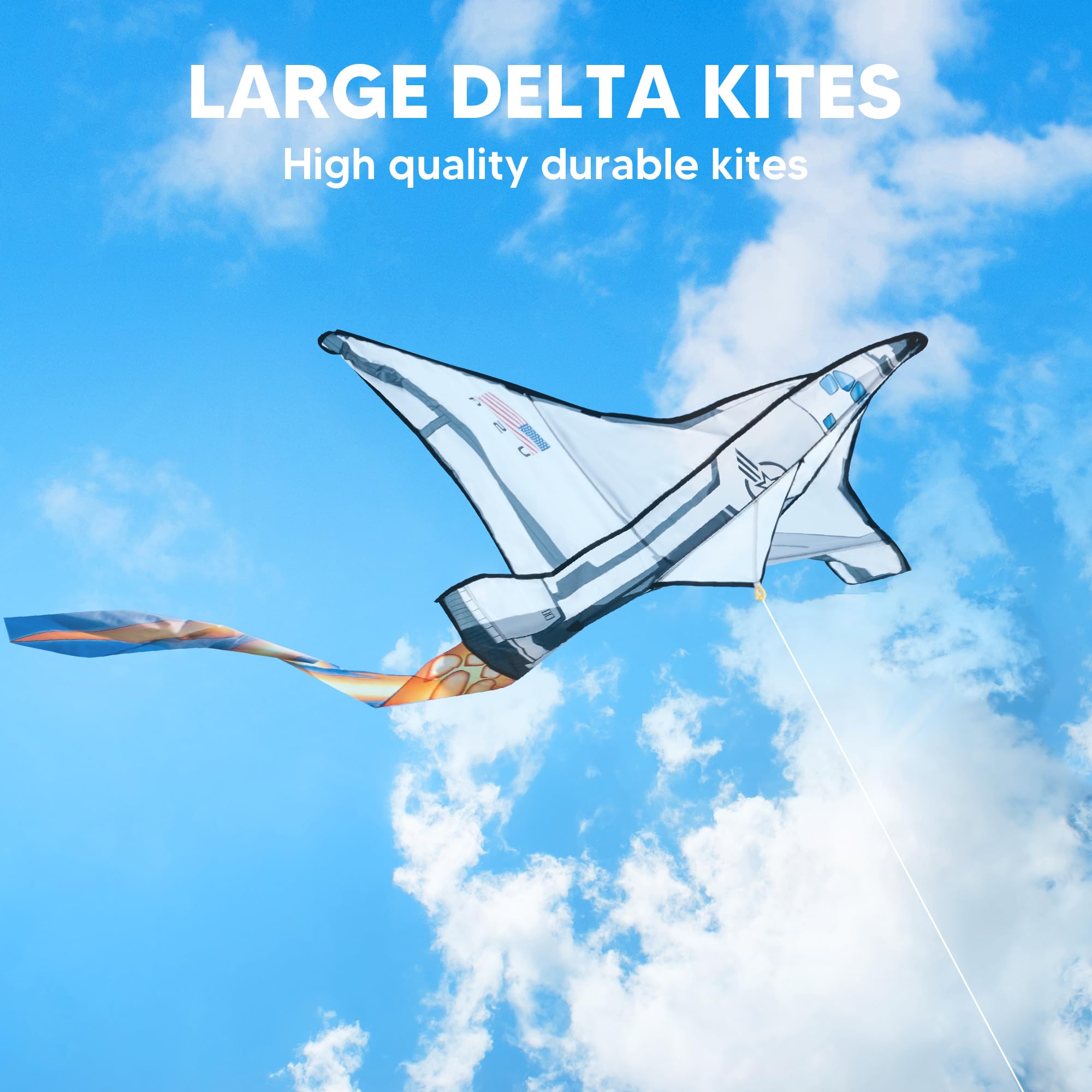 JOYIN Spaceship Kite Easy to Fly for Kids and Adults with 262.5 ft String, Large Beach Kite for Outdoor Games and Activities