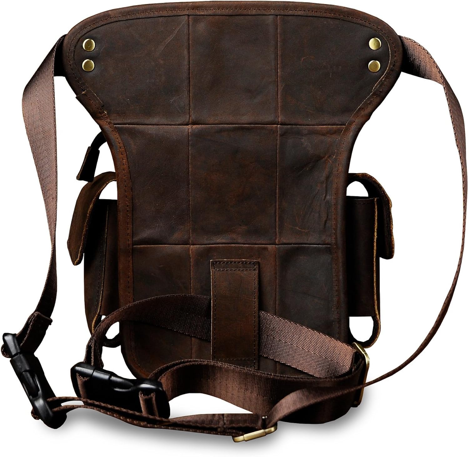 Le'aokuu Mens Genuine Leather Messenger Motorcycle Hip Bum Waist Pack Drop Leg Cross Over Thigh Bag 913-5 (0 913-5 Brown) - Image 4