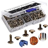 TLKKUE 240 Sets Rivets for Leather, Leather Double Cap Rivets (Bronze) | 3 Sizes Leather Rivets for DIY Leather Craft, Bags/Clothes/Shoes/Belts Decoration or Repair