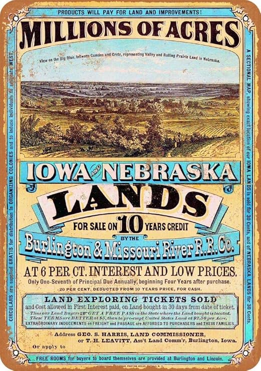 Vvision Iowa Nebraska Lands El Arte Pintura De Hierro Cartel De