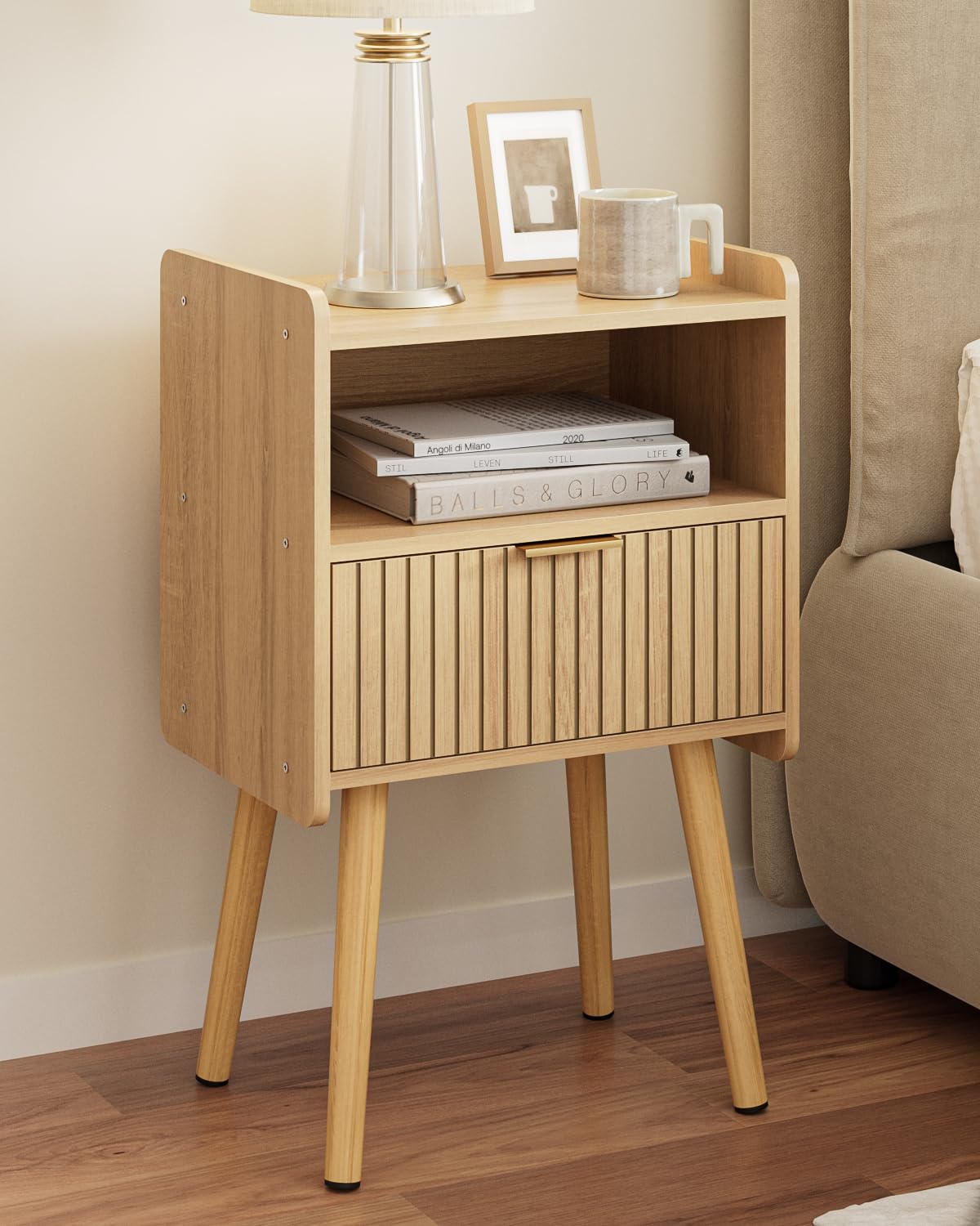 Photo 1 of Masupu Night Stand,Modern Side Table, Wood Nightstand, Bedside Table with Storage Drawer End Table for Bedroom,Living Room,Office,Oak