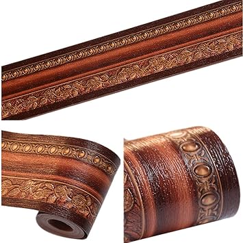 Amazon Com Mullsan 5meters Dark Brown Wood Wallpaper Border Peel Stick Wall Covering Kitchen Bathroom Bedroom Tiles Decor Sticker Arts Crafts Sewing