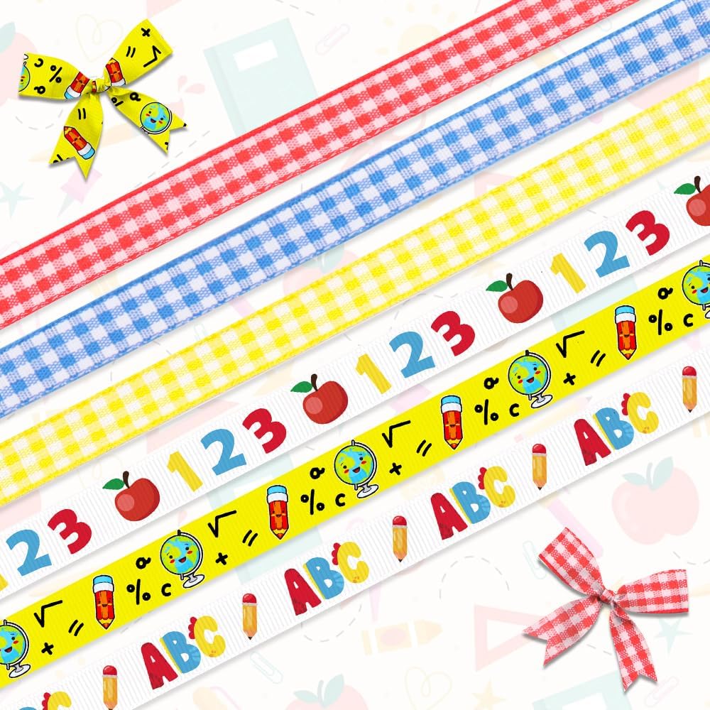 Abc Ribbons Hying 6 PCS Welcome Back to School Ribbons, 3/8