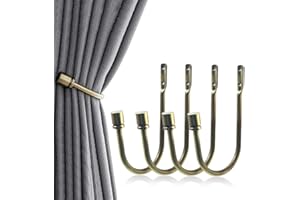 4 Pack Metal Curtain Holdbacks, Window Curtain Tiebacks, Decorative Drapery Curtain Hooks, Wall Mounted Curtain Holdback, Eas