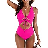 Blooming Jelly Womens Sexy One Piece Swimsuit Cut Out Slimming Bathing Suit V Neck Crisscross Back Swimwear