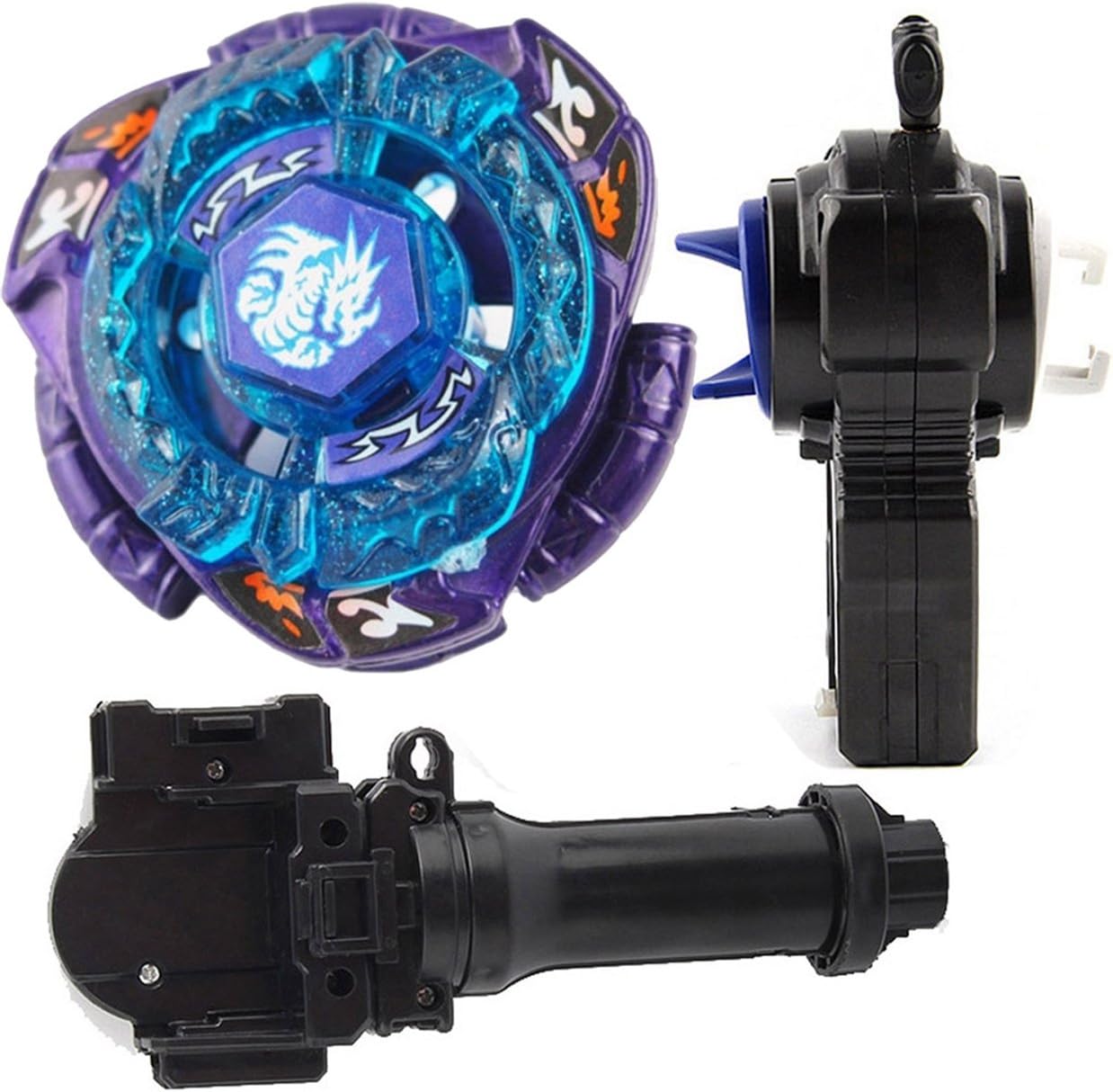 CuteBoy BURST BB-128 Gyro High Performance Fight Master Metal Fury 4D Omega Dragonis 85XF ZERO-G/4D System With Two-Way L-R Double String Power Left & Right Spin Launcher + Grip Set Toys For Kids
