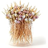 Cocktail Picks 200 Counts Handmade Sticks Wooden Natural Bamboo Toothpicks Cocktail Sticks Party Supplies (Pearl)…