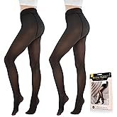 Welvgnnce Fleece Lined Tights Sheer Women - Fake Translucent Warm Pantyhose Leggings Sheer Thick Tights for Winter