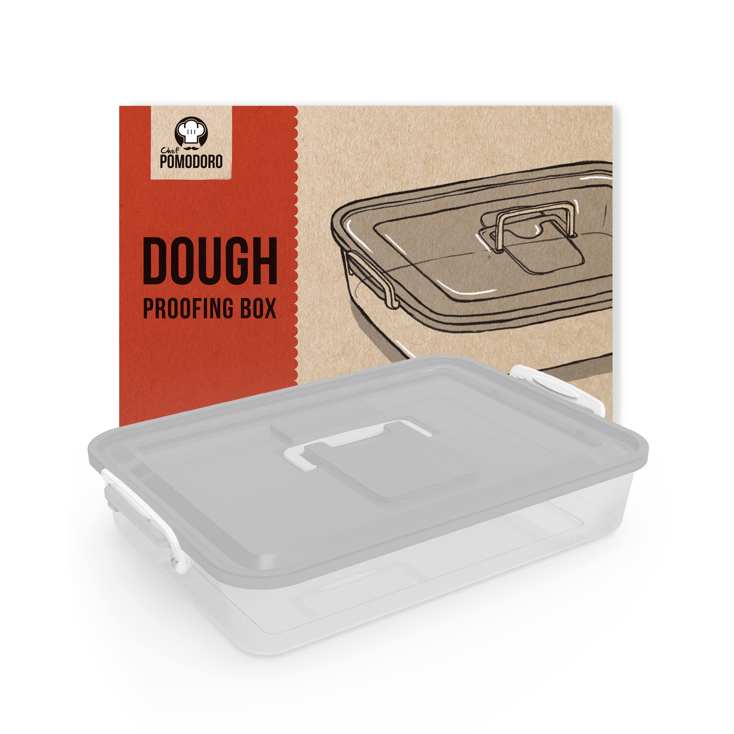 Chef Pomodoro Dough Proofing Box, 14 x 11-Inch, Fit 4-6 Dough Balls, Household Pizza Dough Tray Kit (Grey) (CP-DB)