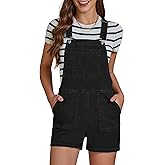 luvamia Jean Overalls for Women Shorts Bib Adjustable Straps Side Zip Stretchy Denim Rompers Casual Summer Shortalls