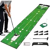 Lovegoo Golf Practice Mat with Alignment Mirror - 20 in X 120in Golf Putting Mat Training Aid Mat, Anti-Slip Backing Golf Putting Green for Indoor/Outdoor