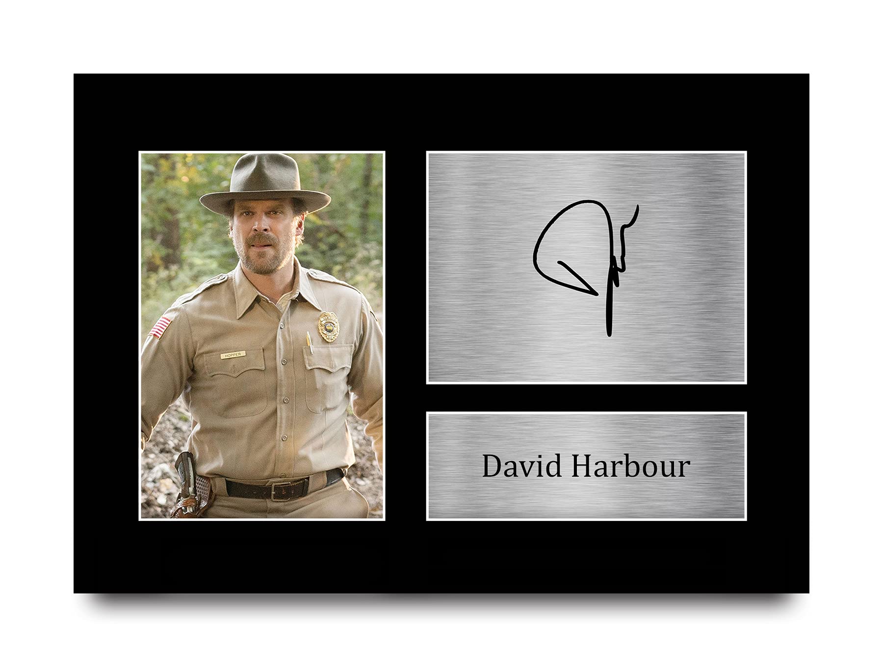 HWC Trading David Harbour Strange Hawkins Thing Jim Hopper Gifts Printed Signed Autograph Picture for TV Show Fans - A4