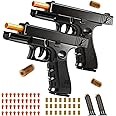 2Pack Soft Bullet Toys Gun - Semi-Automatic Handgun with Shell Ejection and Auto Rebound, Outdoor Game Toy Foam Blasters & Guns for Boys Girls Halloween Christmas Birthday Gifts (Black+Black)