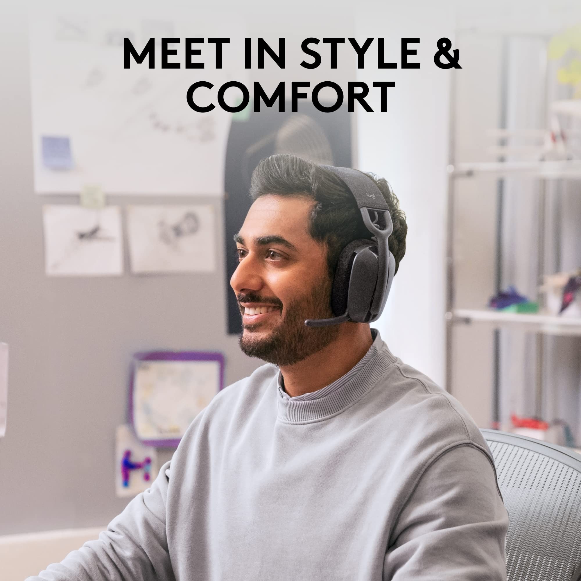 Logitech Zone Vibe Wireless Bluetooth Headphones with Noise Canceling Microphone, USB-A, USB-C, for Microsoft Teams, Mac/PC, Black