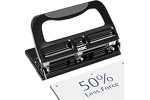 XOOL 3 Hole Punch, Heavy Duty Metal Hole Puncher for 2 or 3 Holes, 9/32" 7mm Hole Diameter, 40-Sheet Capacity, Adjustable Hol