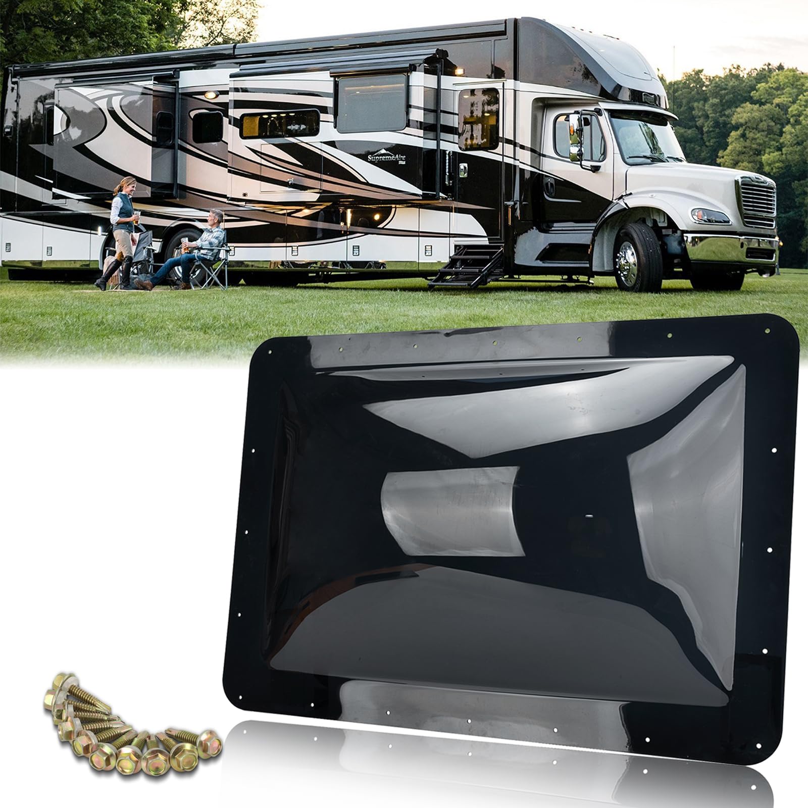 Photo 1 of RV Skylight Outer Dome,18"x 26" OD Universal Skylight Fits All Standard 14" x 22" Skylight Openings, RV Shower Skylight for Camper Trailer Fifth Wheel Motorhome Truck (Smoke)