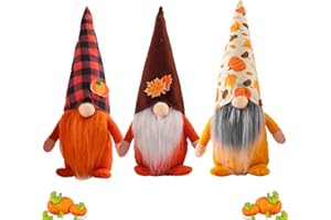 Erweicet 3 Pcs Fall Decoration Pumpkin Maple Leaf Gnome Rudolph Faceless Dwarf Dolls Autumn Thanksgiving Day for Kids Festival Party Home Decor Supplies