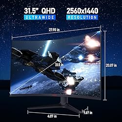 KOORUI 32 inch Curved Gaming Monitor - QHD